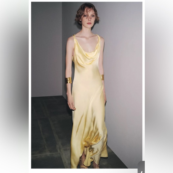 Zara Dresses & Skirts - Zara Yellow Satin Dress